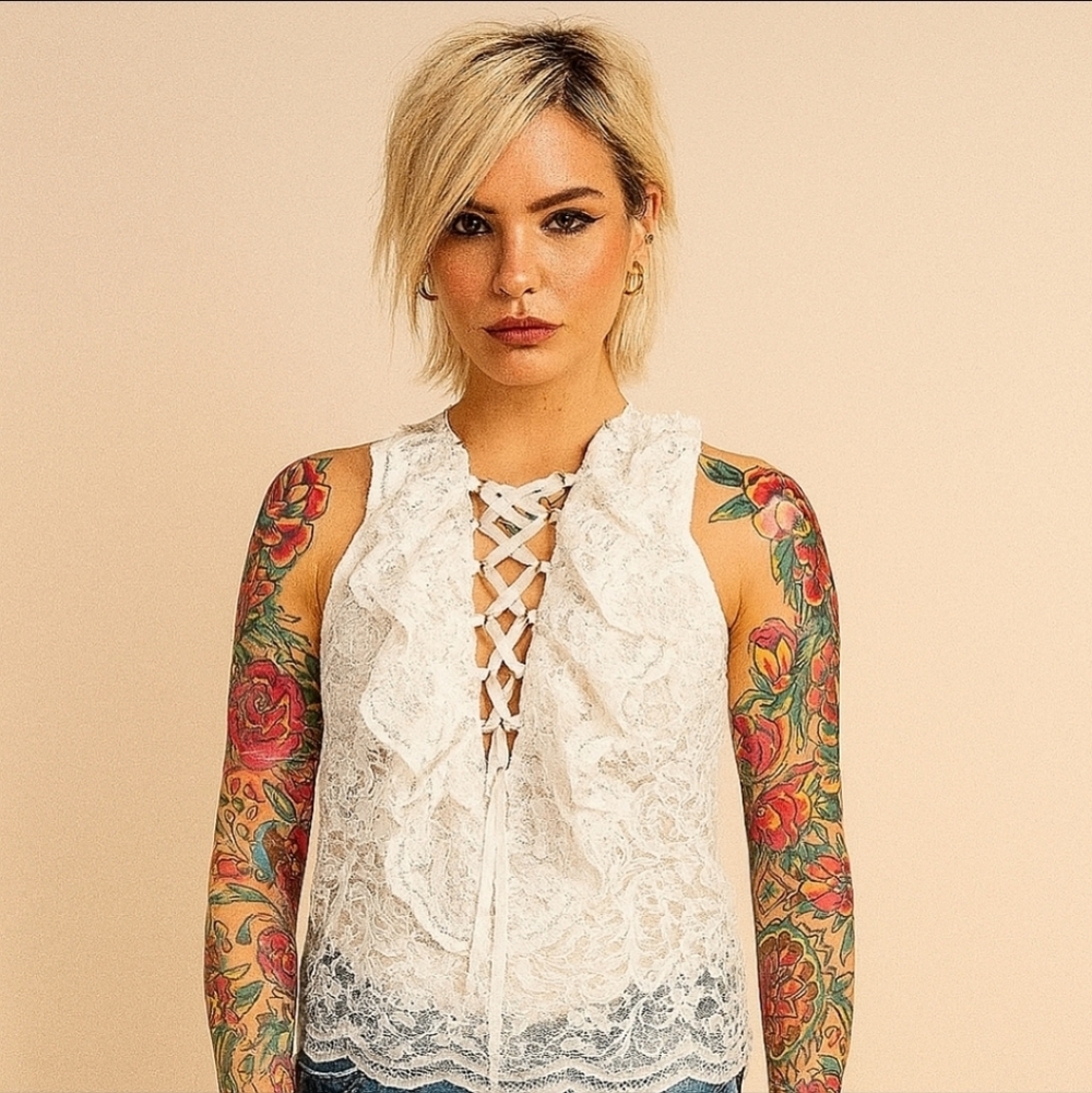 ENDLESS ROSE White Lace Up Top Size S - New with Tags